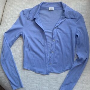 Aritzia Wilfred Sheer Blue Long Sleeve